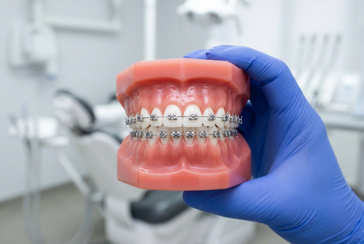 Ortodoncia Estética - Modelo de Dientes con Brackets